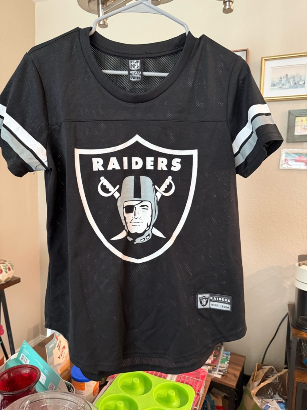 Team Apparel Black & White Raiders Kids Jersey Top